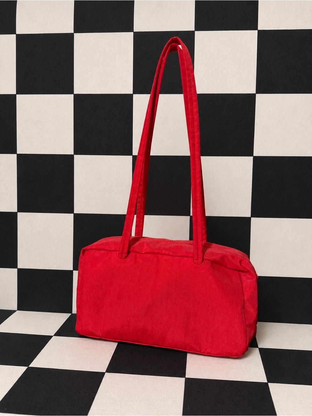 Baggu Red Nylon Bowler Bag in Cherry